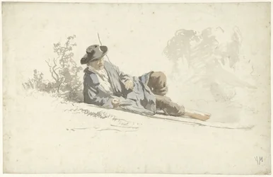 Auf dem Boden liegender, ruhender Mann
