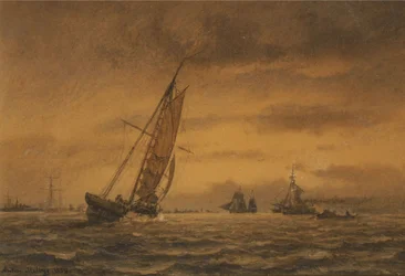 Zahlreiche Segelschiffe auf See