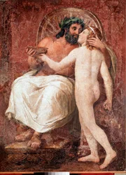 Jupiter und Ganymed. Zeus küsst seinen Geliebten Ganymed. Fresko auf Leinwand von Anton Raphael Mengs
