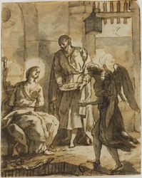 Der heilige Petrus besucht die heilige Agatha im Gefängnis und heilt ihre Wunden