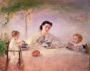 Die Frau des Künstlers Sophie mit ihren Töchtern Mathilda und Adele, 1873