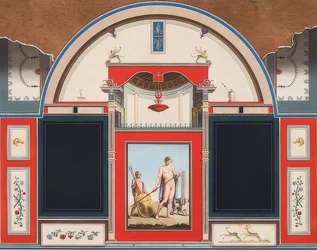 Wandgemälde eines römischen Hauses auf dem Gelände der Villa Negroni in Rom, Adonis mit Jüngling. 1779