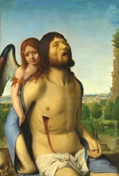 Der tote Christus, von einem Engel gestützt
