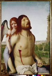 Der tote Christus, unterstützt von einem Engel