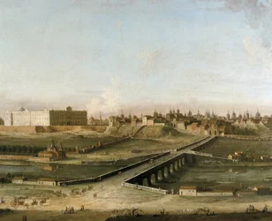 Blick auf die Stadt Madrid mit dem Königspalast ca. 1750 vom rechten Ufer des Manzanares (Detail)