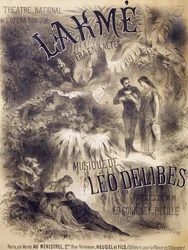 Plakat für Lakmé, Oper mit Libretto von Edmond Gondinet und Philippe Gille, Musik von Léo Delibes, Théâtre National de l
