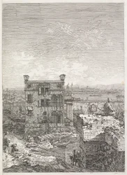 Ansichten: Ein Haus umgeben von sechs Säulen, 1735-1746