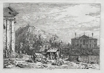 Ansichten von Venedig und Umgebung: Eine Stadt jenseits eines Flusses, 1700er