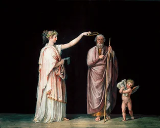 Die Muse Kalliope und Homer. Tempera von Antonio Canova (1757-1822), ca. 1798.