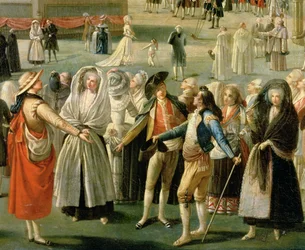 Der Aufstieg eines Heißluftballons in Madrid (Detail)