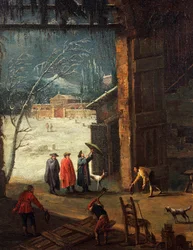 Der Winter, die Ankunft eines Edelmanns in der Villa (Detail)