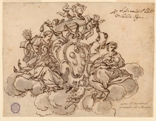 Entwurf für eine Deckenmalerei (?) mit dem Wappen von Kardinal Francesco Maria de