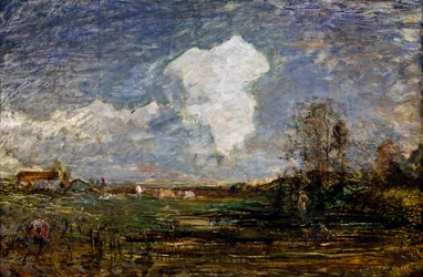 Eine Studie für Die Wolken, von Antonio Fontanesi (1818-1882), Öl auf Karton, 52x75 cm. Italien