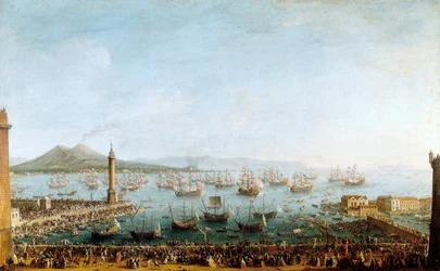 Abreise von Karl von Bourbon nach Spanien, vom Hafen aus gesehen