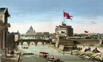 Rom, Blick auf den Tiber mit dem Castel Sant