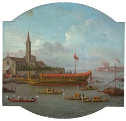 Ansicht des Bucintoro vor San Nicolo al Lido, Venedig, für die Zeremonie des Sposalizio del Mare