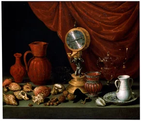 Stillleben mit einer Uhr, 1652.