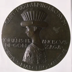 Porträtmedaille, die Gianfrancesco Gonzaga (13945-1444) darstellt, 1446-8