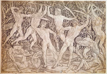Nackte Männer kämpfen. Gestochen von Antonio Pollaiuolo (Pollaiolo) (1432-1498)