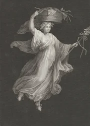 Eine Bacchantin trägt einen großen Korb auf dem Kopf und hält einen Stab in ihrer linken Hand, ca. 1795-ca. 1820