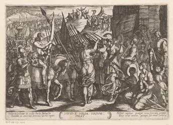 David kehrt triumphierend mit dem Kopf von Goliath zurück