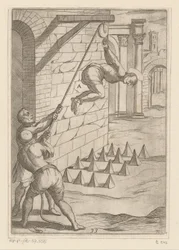 Folter: das Fallenlassen auf scharfe Spitzen (Martyrien der christlichen Märtyrer) (Varia tormentorum et suppliciorum crudelium)