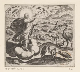 Gott erschafft die Vögel und die Fische