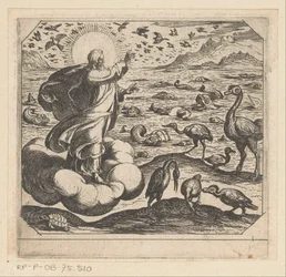 Gott erschafft die Vögel und die Fische