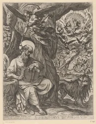 H. Hieronymus in der Wildnis, das Jüngste Gericht betrachtend