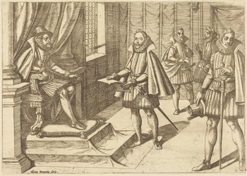Philipp II. von Spanien auf seinem Thron