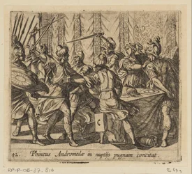 Phineus stört die Hochzeit von Perseus und Andromeda