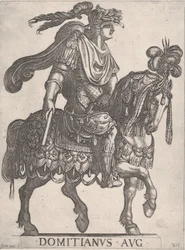 Kaiser Domitian zu Pferd nach rechts aus den 