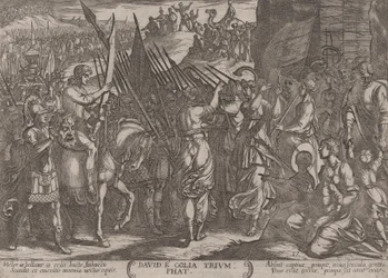 Tafel 17: David kehrt triumphierend mit dem Kopf von Goliath zurück, aus 