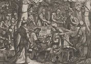 Platte 4: Civilis erzählt den niederländischen Ältesten, dass sie wie Sklaven von den Römern behandelt werden, 1611