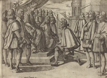 Spanischer Herzog vor Margarete von Österreich [verso]