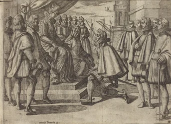 Spanischer Herzog vor Margarete von Österreich [verso]