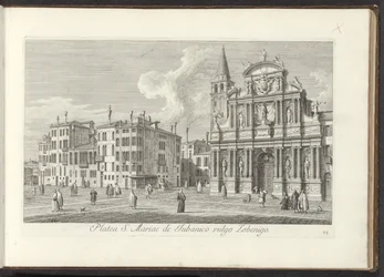 Ansicht des Campo Santa Maria Zobenigo in Venedig (Area S. Rocchi cum ejusdem Templo et Schola) (Urbis Venetiarum prospectus celebriores)
