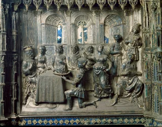 Leben des Heiligen Johannes des Täufers: Das Festmahl des Herodes. Silberrelief