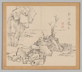 Doppelalbum mit Landschaftsstudien nach Ikeno Taiga, Band 1 Blatt 23, 18. Jahrhundert
