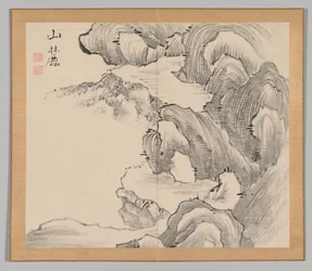 Doppelalbum mit Landschaftsstudien nach Ikeno Taiga, Band 1 Blatt 28, 18. Jahrhundert