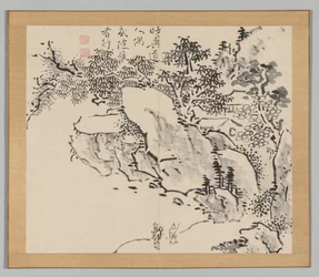 Doppelalbum mit Landschaftsstudien nach Ikeno Taiga, Band 2 Blatt 34, 18. Jahrhundert