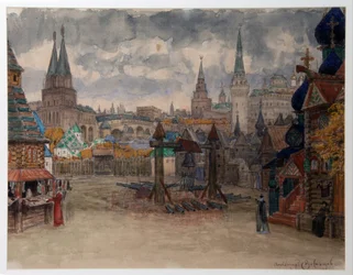 Der Platz der Strelitzen - Bühnenbild für die Oper "Chowanschtschina" von Modest Mussorgski
