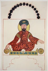 Zeitgenössisches Porträt Saladins, ca. 1180, wiedergegeben in „The Outline of History: Being a Plain History of Life and Mankind“ von H. G. Wells, London
