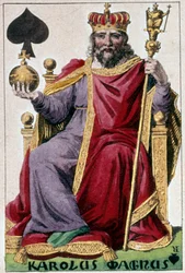 Darstellung von Karl dem Großen (Karl I. genannt Karl der Große) (Detail einer Spielkarte)