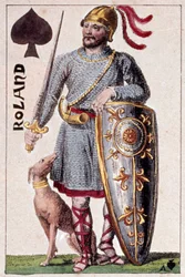 Darstellung des Ritters Roland (oder Hroudland), Markgraf der Bretagne (Detail einer Spielkarte)