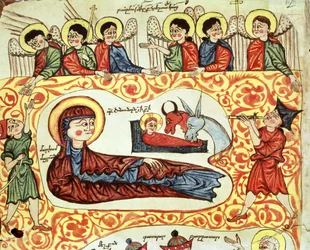 Ms 404 fol.1v Die Geburt Christi, aus einem Evangelium