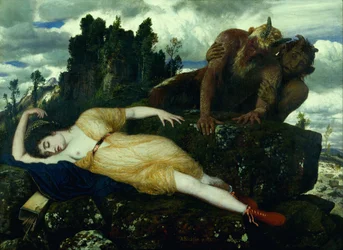 Schlafende Diana, betrachtet von zwei Faunen