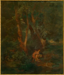 Waldrand mit Faun und Nymphe