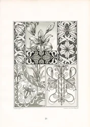 Lilienornamente in monochromer Komposition