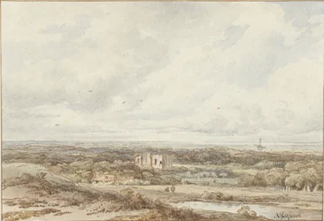 Ansicht von den Dünen auf die Ruine von Brederode
